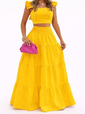 Sunshine Goddess Two-Piece Maxi Set ☀️💛 | SIZE SMALL